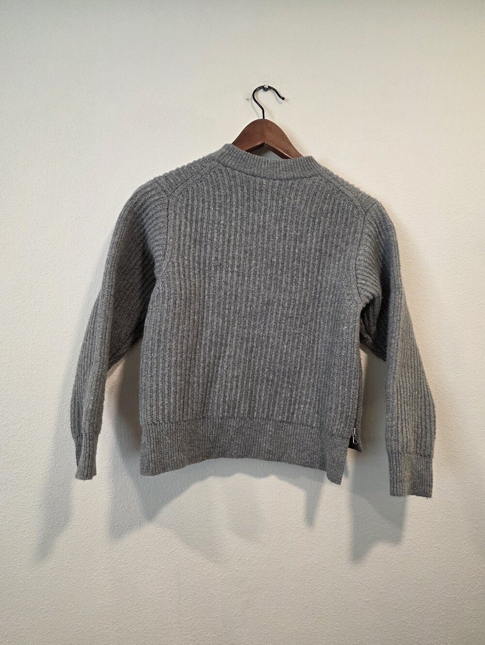 Acne Studios Java Ribbed Wool Side Zip Gray Sweater - Picture 6 of 8